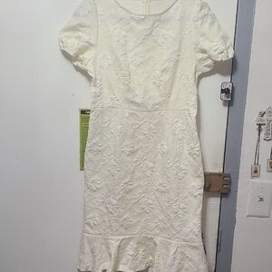 SHEIN Cream Floral Midi Dress